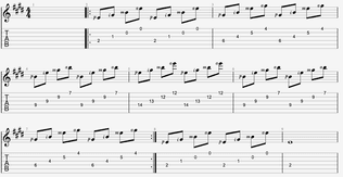 sheet &amp; tab of E Major forward roll. - Fingerstyle Picking Using Four-Note Triads